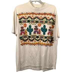 K.W.B.L Los Angeles VTG Puff Paint Glitter Mirror T-shirt Sz‎ One Size